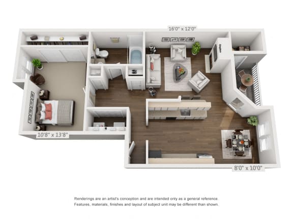 Multnomah Floor Plan at Parkside Apartments, Oregon