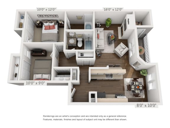 Willamette Floor Plan at Parkside Apartments, Gresham, OR