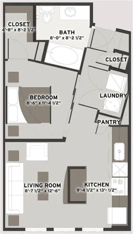 Floor Plan  Beale Studio Floor Plan at Residences at The Streets of St. Charles Apartments in  Missouri