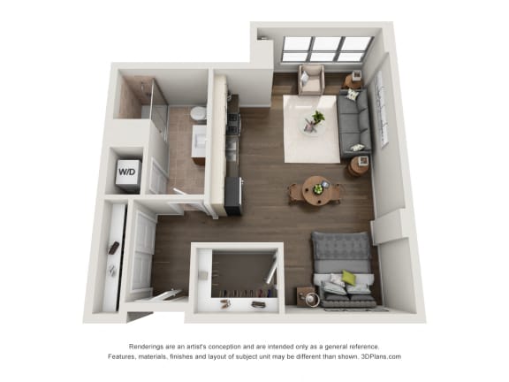 Plan C3 Floor Plan 633 sq. ft. at The Madison at Racine, Chicago, IL, 60607