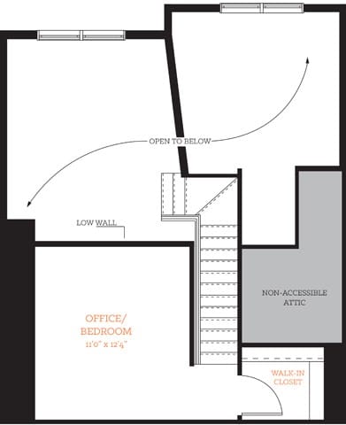 2nd Floor One Bed One Bath  Floor Plan Layout at The Edison Lofts Apartments, Raleigh, NC, 27601