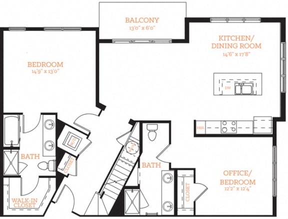 In Detail Penthouse 6 FP Layout at The Edison Lofts Apartments, Raleigh, 27601