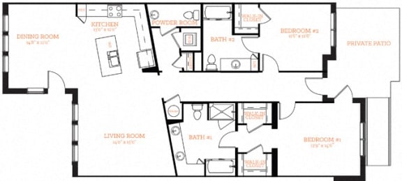 Townhouse 4 Floor Plan Layout at The Edison Lofts Apartments, North Carolina, 27601