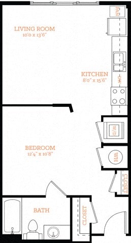 Studio S2 Floor Plan Layout at The Edison Lofts Apartments, Raleigh, NC, 27601