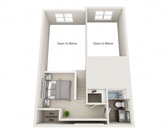 Penthouse 2 2nd Floor 3D Floor Plan Layout at The Edison Lofts Apartments, Raleigh, North Carolina