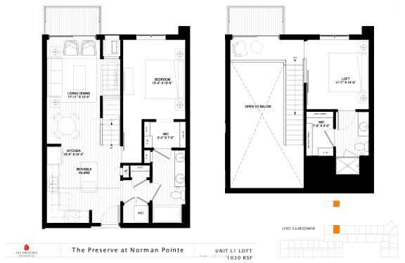 Floor plan and location of unit on the floor at The Preserve at Normandale Lake