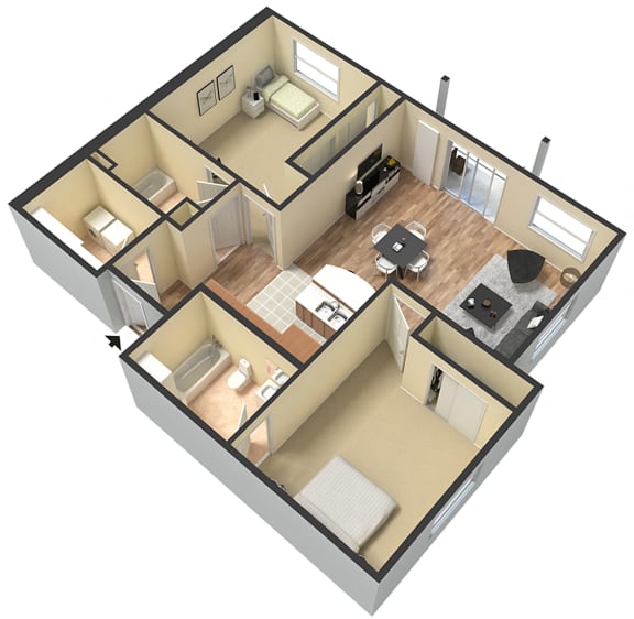 Floor Plan at Sidney Apartments in Sidney, Montana.