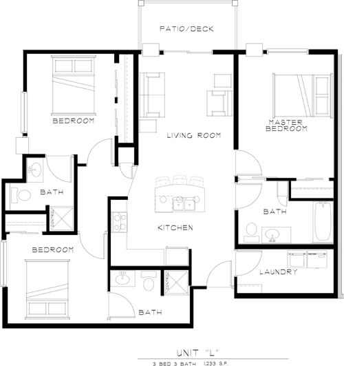 Apartment Floorplan in Bluffs of Williston Apartments ND