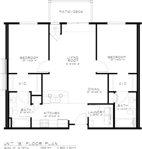 Floor Plan  Apartment Floorplan for Pines Rapid City Apartments SD