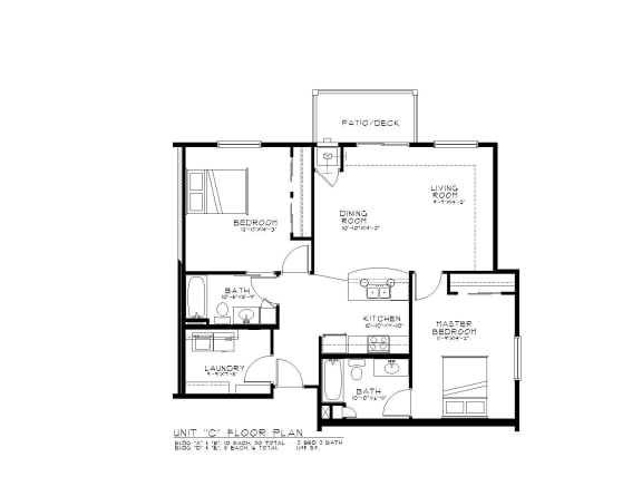 Floor Plan  Apartment Floorplan for Pines Rapid City Apartments SD