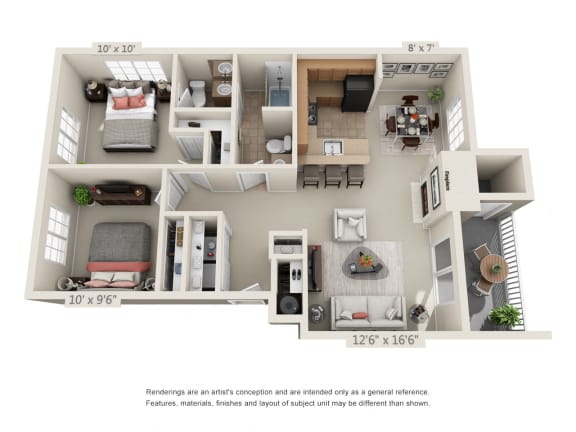 Floor Plan  B1 Floor Plan at Waterford Apartments, Washington, 98208
