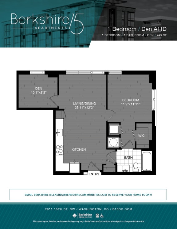A11D Floor Plan at Berkshire 15, Washington, 20009