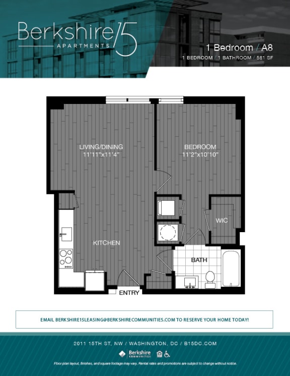 A8 Floor Plan at Berkshire 15, Washington, Washington