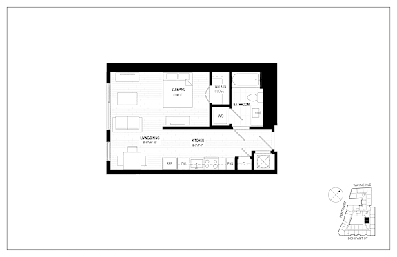 A floor plan of a house with a kitchen, living room, dining room, and bathrooms.