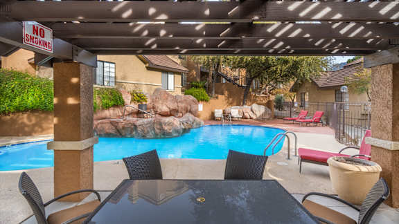 Arboretum view of pool and lounge area