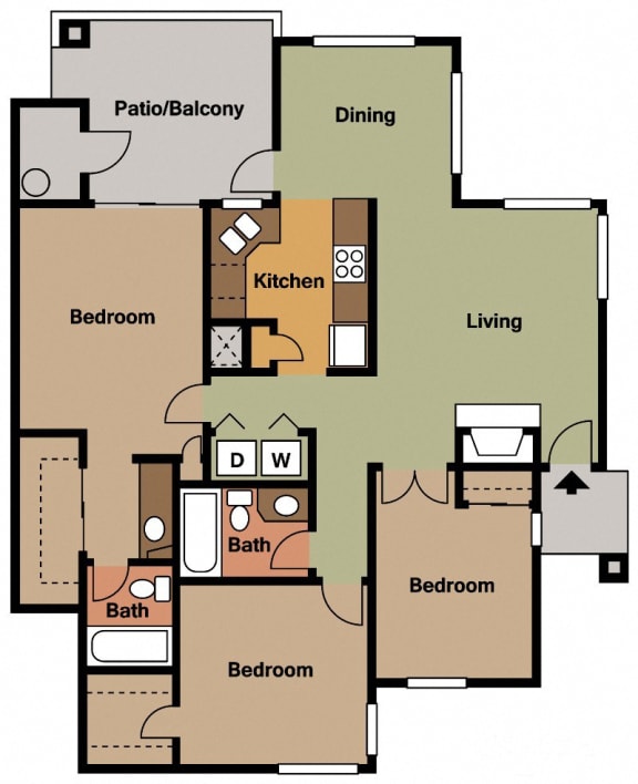La Reserve three bedroom 3A 2D Floor Plan