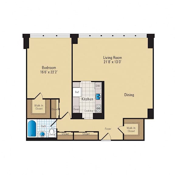 A15 Floor Plan at RiverHouse, Virginia, 22202