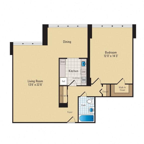 A7 Floor Plan at RiverHouse, Arlington