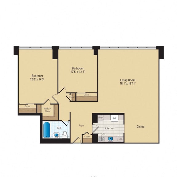 B1 Floor Plan at RiverHouse, Arlington, VA