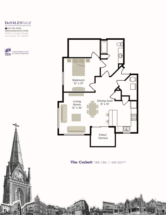 1 bed 1 bath N at DeSales Flats Apartments*, Cincinnati, OH, 45206