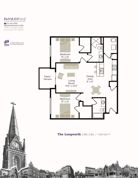 2 bed 2 bath Bat DeSales Flats Apartments*, Cincinnati, Ohio