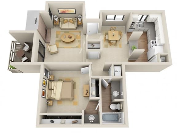 Floor Plan  1 Bed 1 Bath