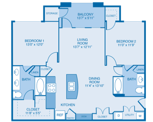 Milan Floor Plan Milan Floor Plan at Summercrest Apartments, Burleson, TX