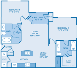 Sicily Floor Plan Sicily Floor Plan at Summercrest Apartments, Burleson, 76028