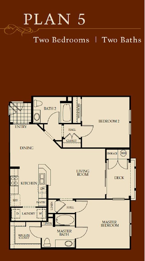 Two Bedroom  Floor Plan at Sonoma at Porter Ranch, California, 91326
