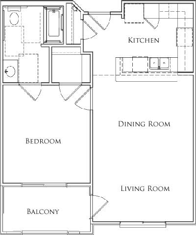 Unit1B Floor Plan at Tesoro Senior Apartments, California