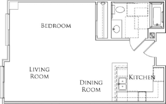 Unit1C-2 Floor Plan at Tesoro Senior Apartments, Porter Ranch, CA, 91326