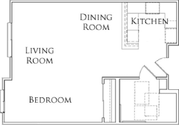 Unit1C Floor Plan at Tesoro Senior Apartments, California, 91326