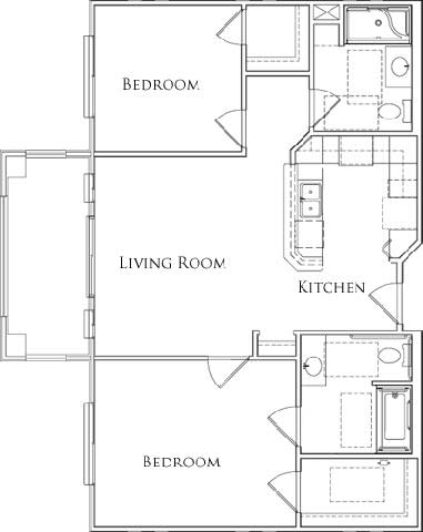 Floor Plan  Unit2B Floor Plan at Tesoro Senior Apartments, Porter Ranch, California
