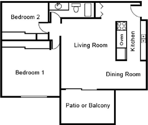 C21 Floor Plan at Beverly Plaza Apartments, California, 90815