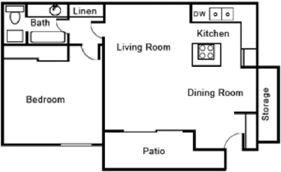 Floor Plan  D11 Floor Plan at Beverly Plaza Apartments, Long Beach, CA, 90815