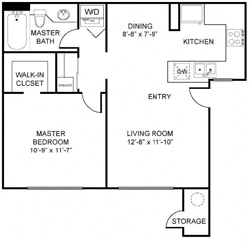 Plan A - One Bedroom  at Laguna Gardens Apts., California