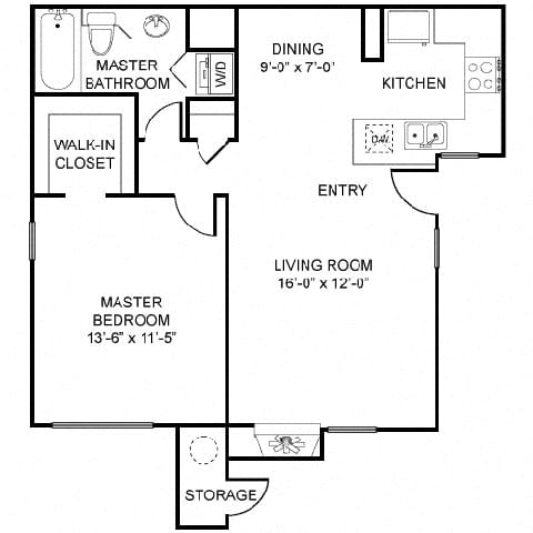 Plan B - One Bedroom  at Laguna Gardens Apts., California, 92677