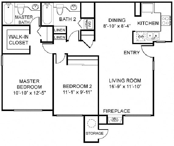 Plan C - Two Bedroom  at Laguna Gardens Apts., Laguna Niguel, CA, 92677