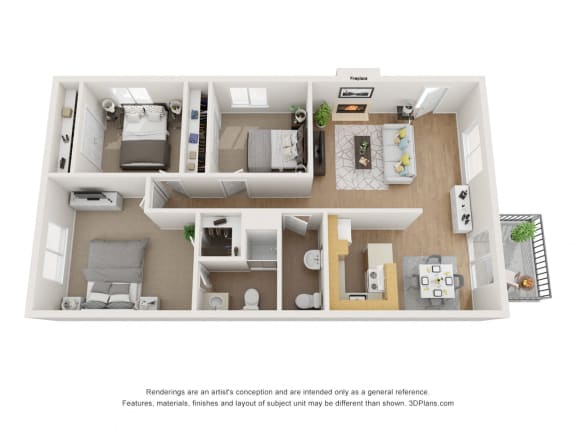 3 Bedroom Floor Plan at Kenyon Pointe, Tustin, 92780