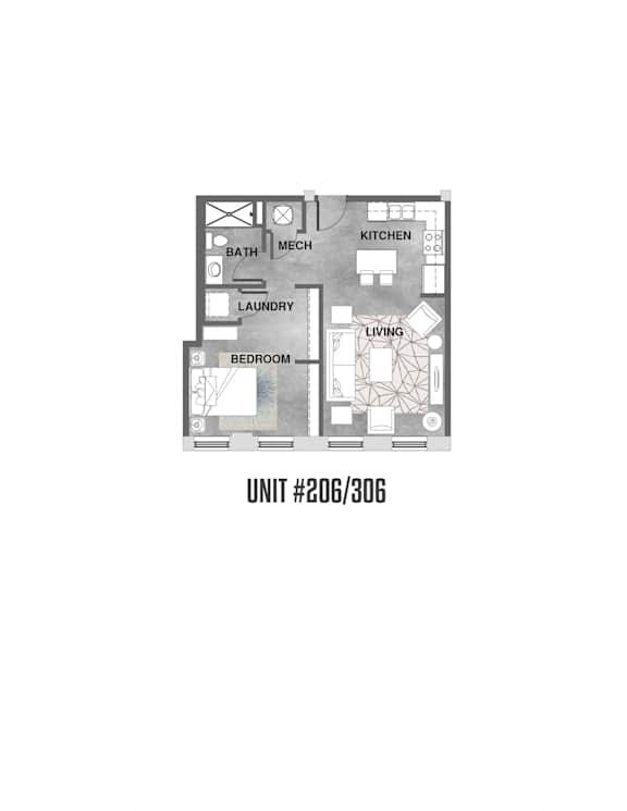 Unit 206_306 Floorplan at Wheelhouse Lofts, Dayton, 45402