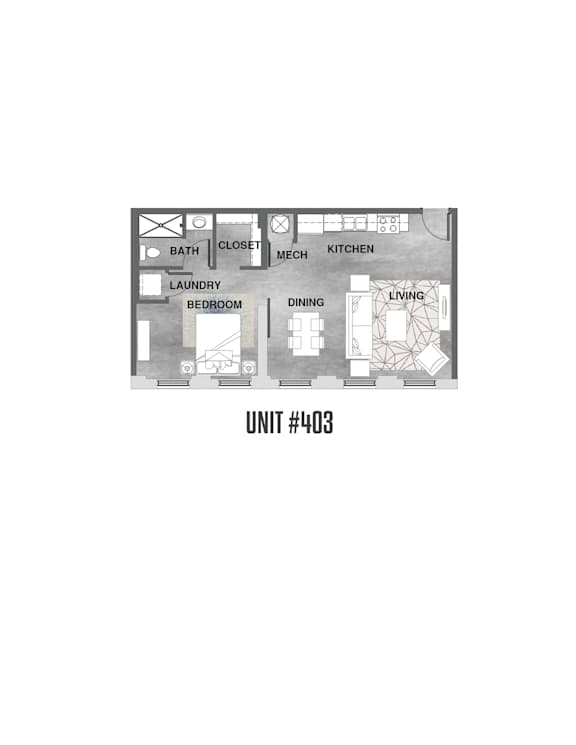 Unit 403 Floorplan at Wheelhouse Lofts, Dayton, OH, 45402
