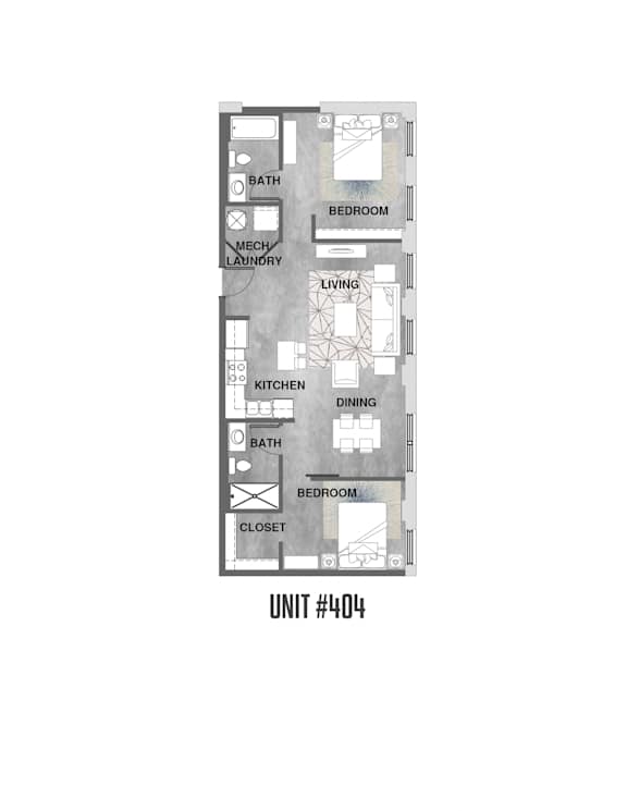 Unit 404 Floorplan at Wheelhouse Lofts, Dayton, Ohio