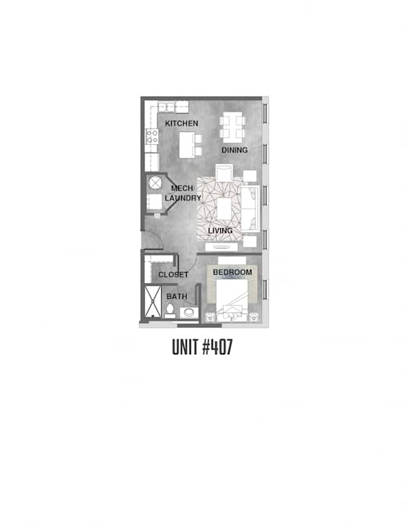 Unit 407 Floorplan at Wheelhouse Lofts, Dayton, OH