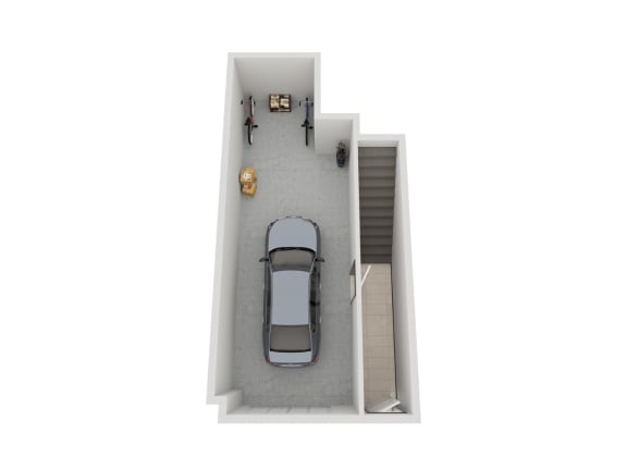 Glacier one bedroom 3D floor plan at The Villas at Mahoney Park - first floor