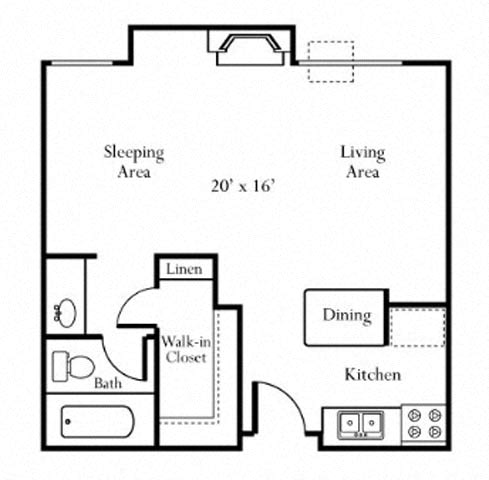 Studio Floorplan at Cornerstone Apartments