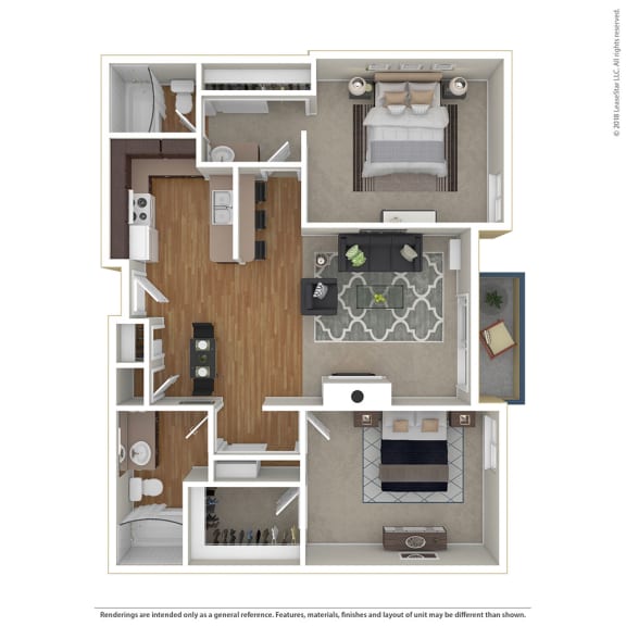 2BR/2BA 2 Bed 2 Bath Floor Plan at Cornerstone Apartments, California, 91304