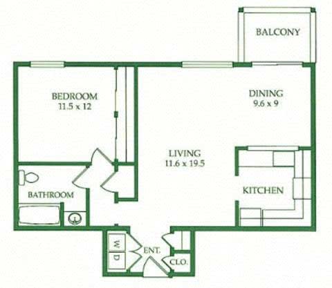 1BR/1BA C Floorplan at Crooked Oak at Loma Verde Preserve