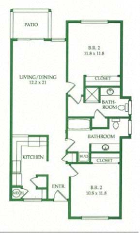 2BR/2BA E Floorplan at Crooked Oak at Loma Verde Preserve