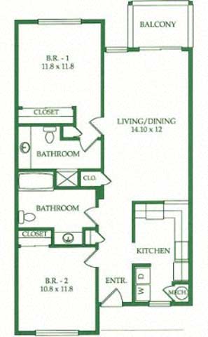2BR/2BA D Floorplan at Crooked Oak at Loma Verde Preserve