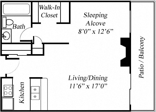 STUDIO - LARGE Floorplan at Twenty 2 Eleven Apartments